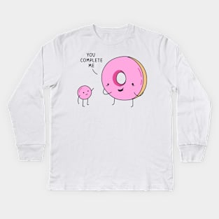 You Complete Me Donuts Text Art Kids Long Sleeve T-Shirt